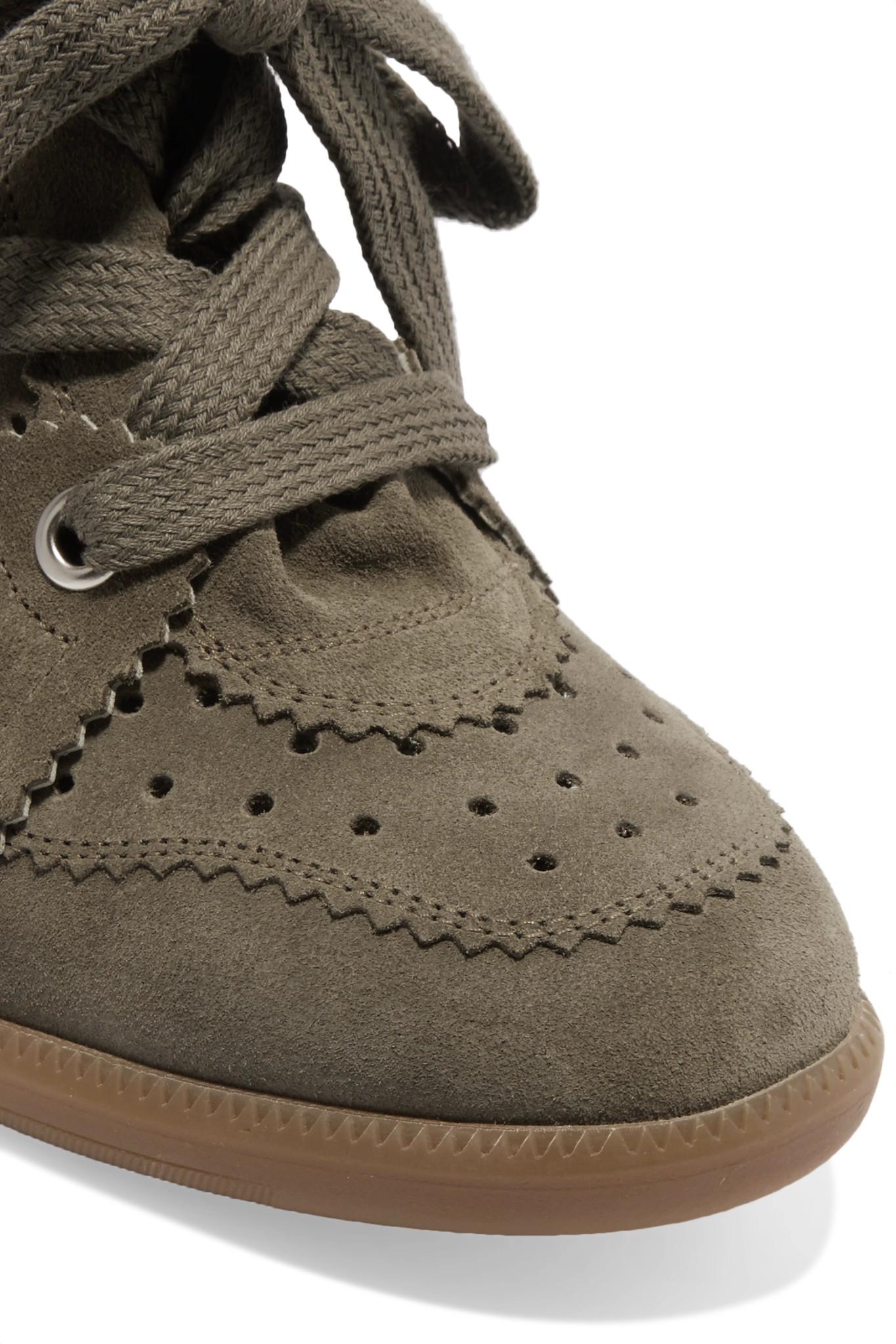 Isabel Marant Étoile Bobby Suede Wedge Sneakers Army Green - Lyst