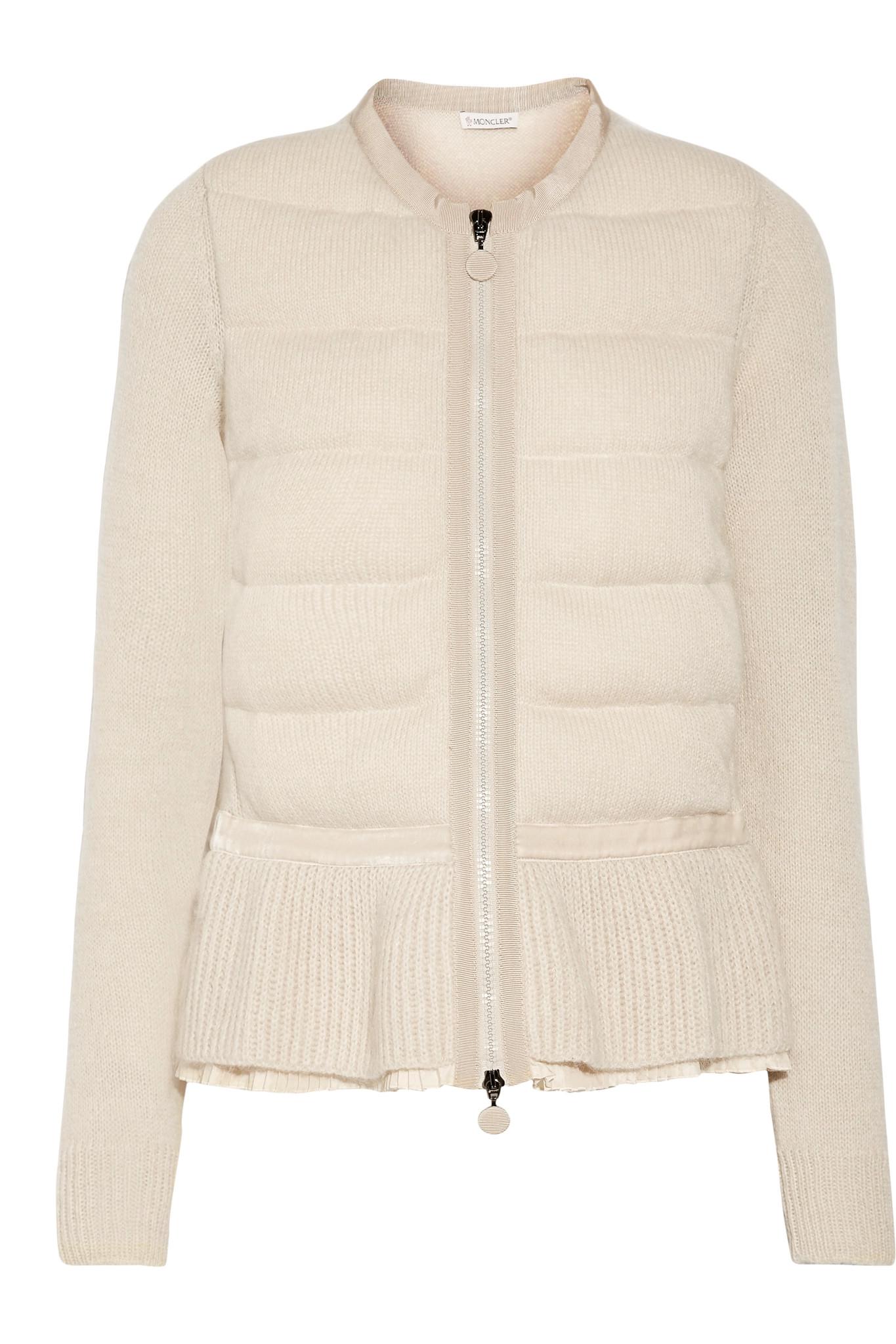 Moncler Wool Quilted Knitted Cardigan in Beige (Natural) - Lyst