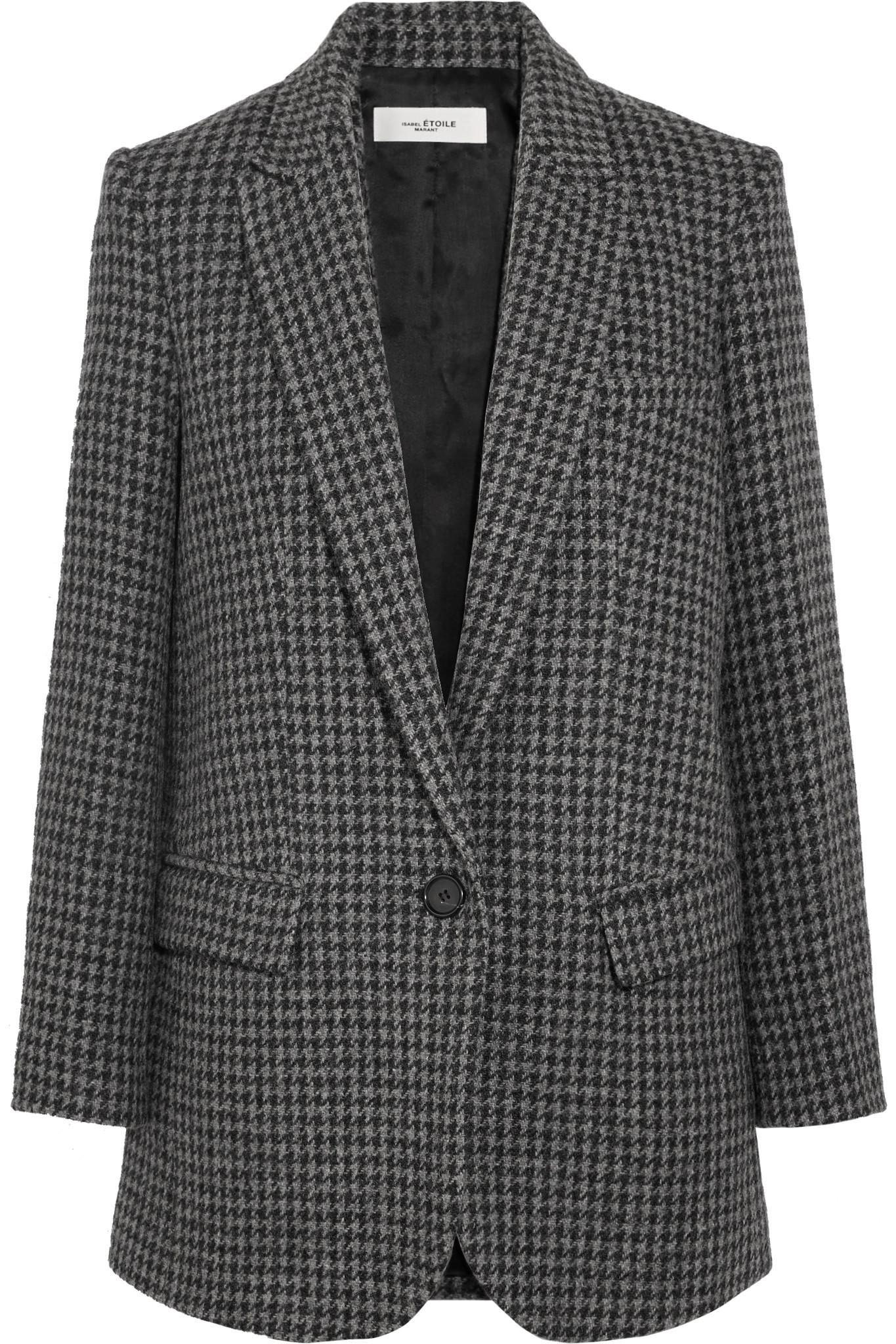 Étoile Isabel Marant Ice Houndstooth Wool-blend Blazer in Gray - Lyst