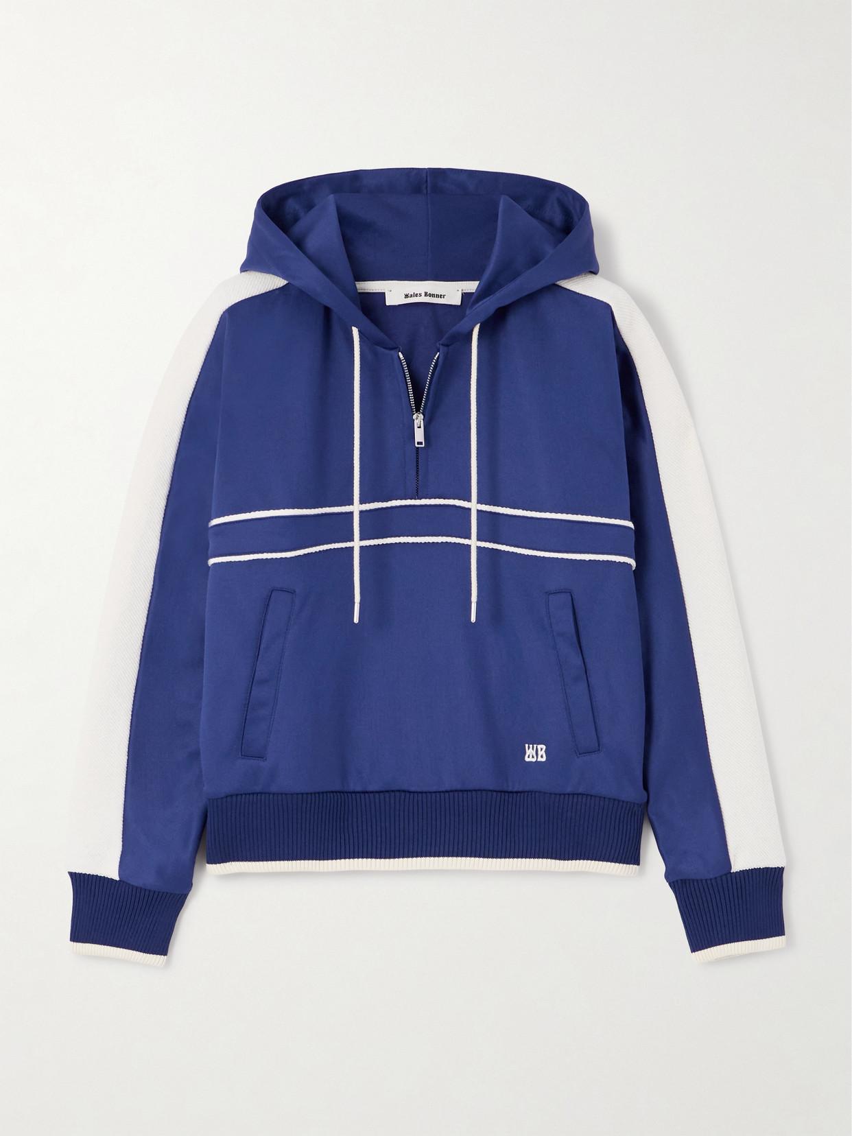 Wales Bonner Mantra Cotton-Jersey Hoodie in Blue | Lyst Australia