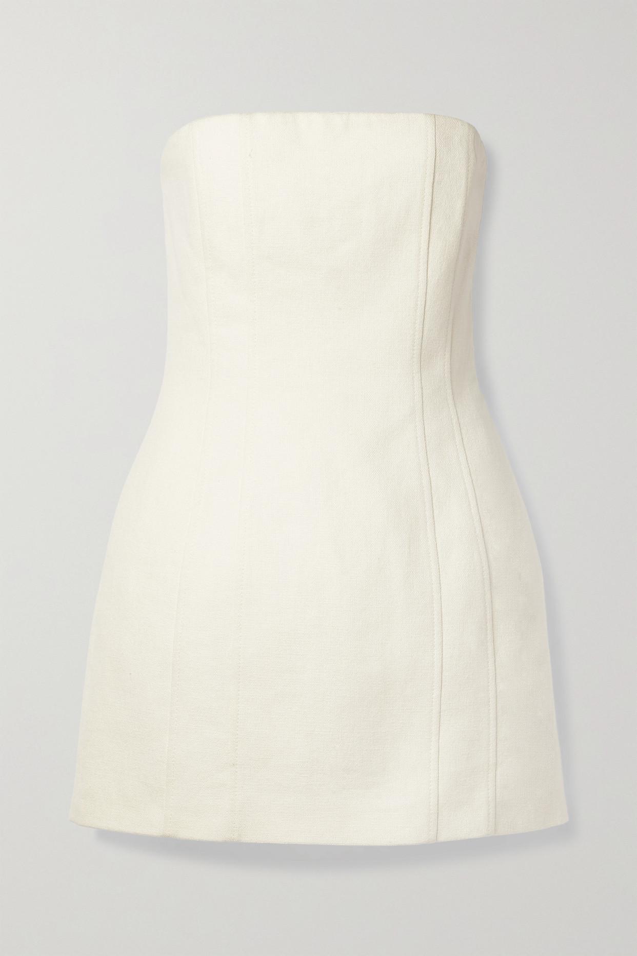 A.L.C. Elsie Strapless Linen And Cotton-blend Mini Dress in