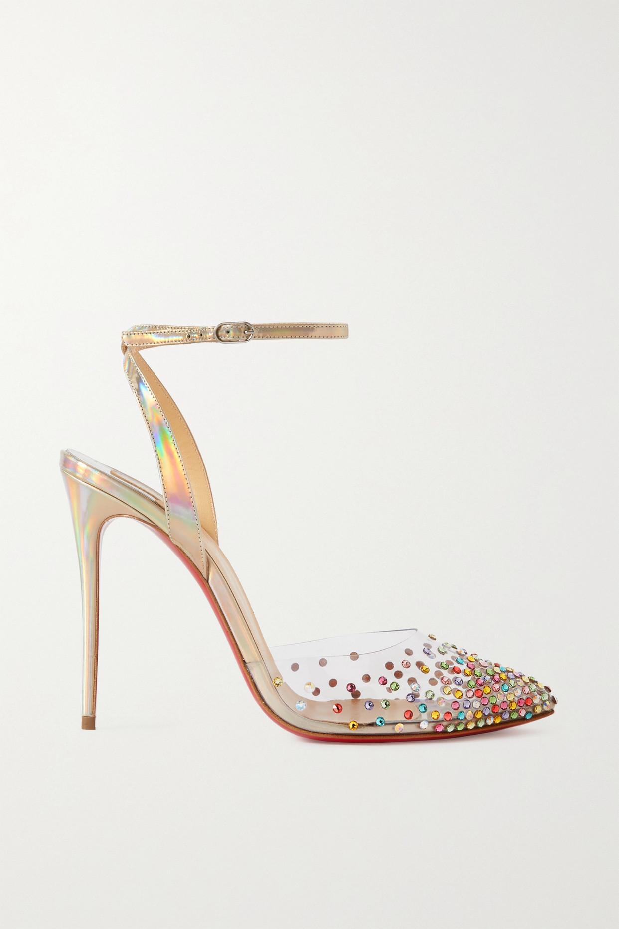 Christian Louboutin Spikaqueen 100 Crystal-embellished Pvc And Iridescent  Leather Pumps in Metallic | Lyst Canada