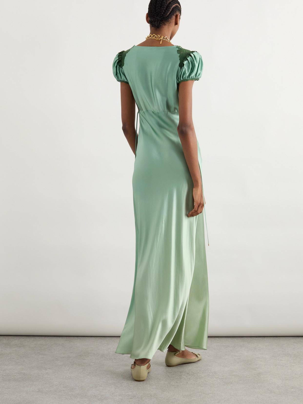 chloe green silk dress Chlo Ruffled Floral Silk Jacquard Midi Dress - Green - 30% Off