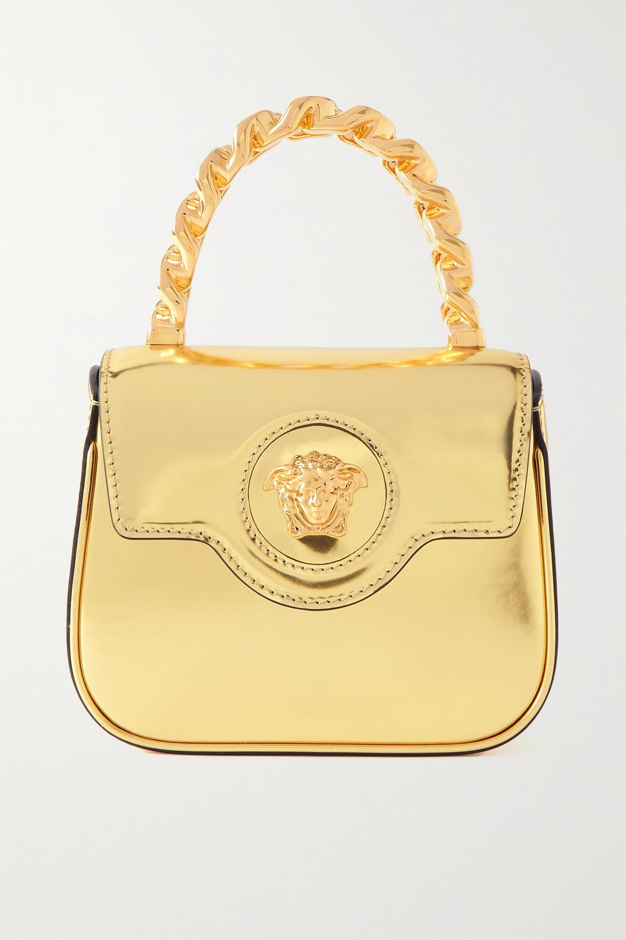 Versace Mini Mirrored-leather Shoulder Bag in Metallic | Lyst