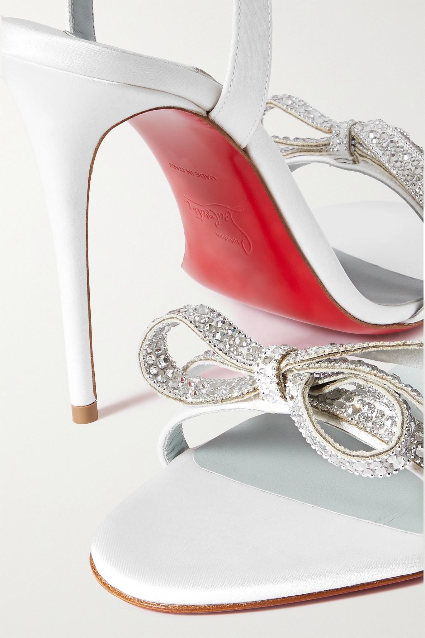 Christian Louboutin Jewel Queen 100 Crystal-embellished Satin Sandals in  White | Lyst