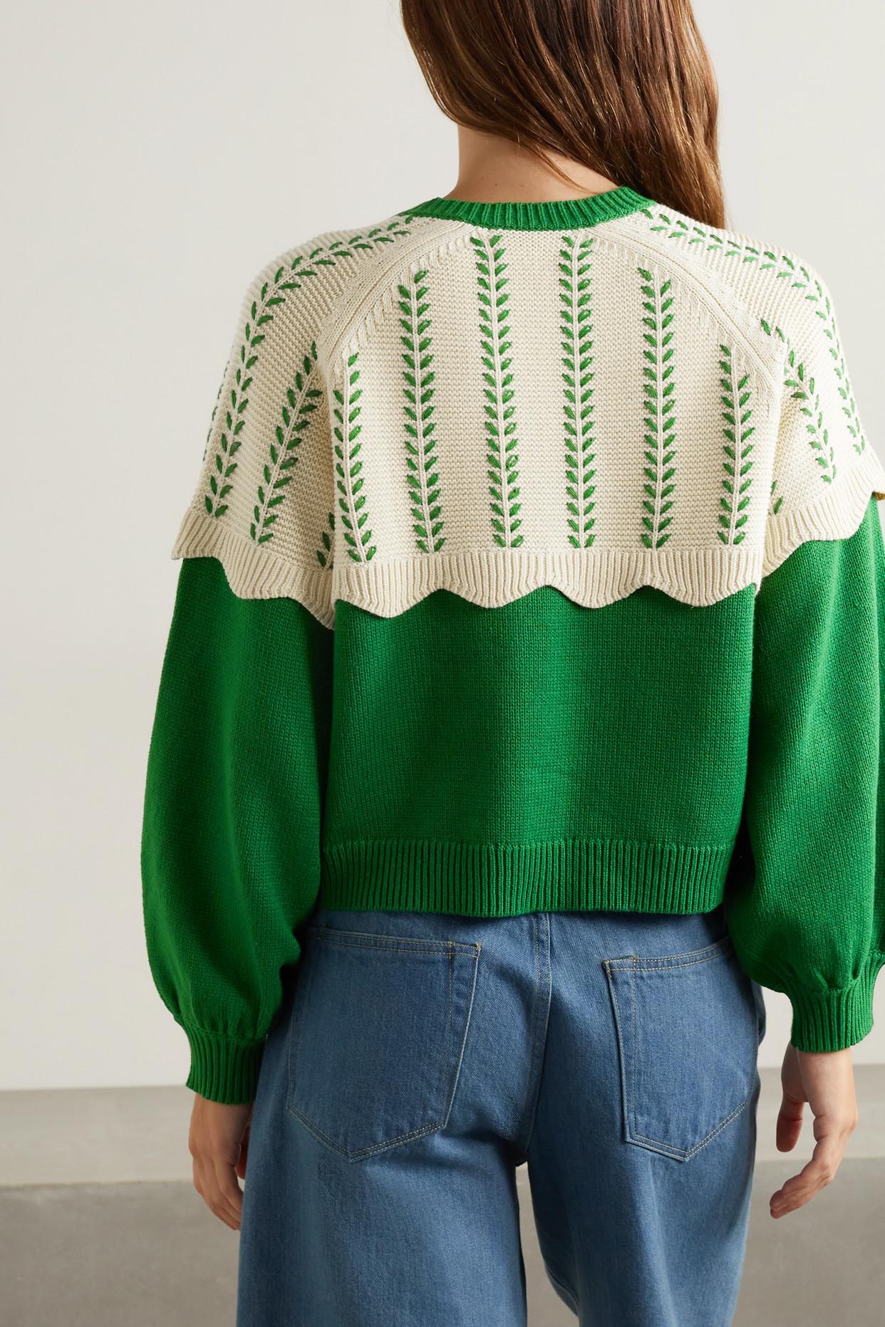 Embroidered Cotton-blend Cardigan 