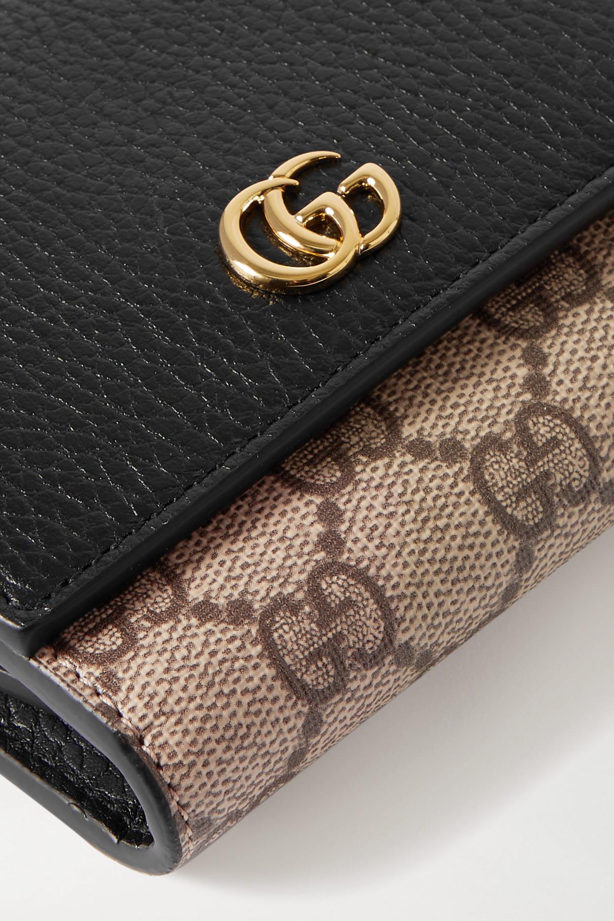 Gucci + Net Sustain Gg Marmont Petite Medium Textured-leather And Printed  Coated-canvas Wallet in Black | Lyst