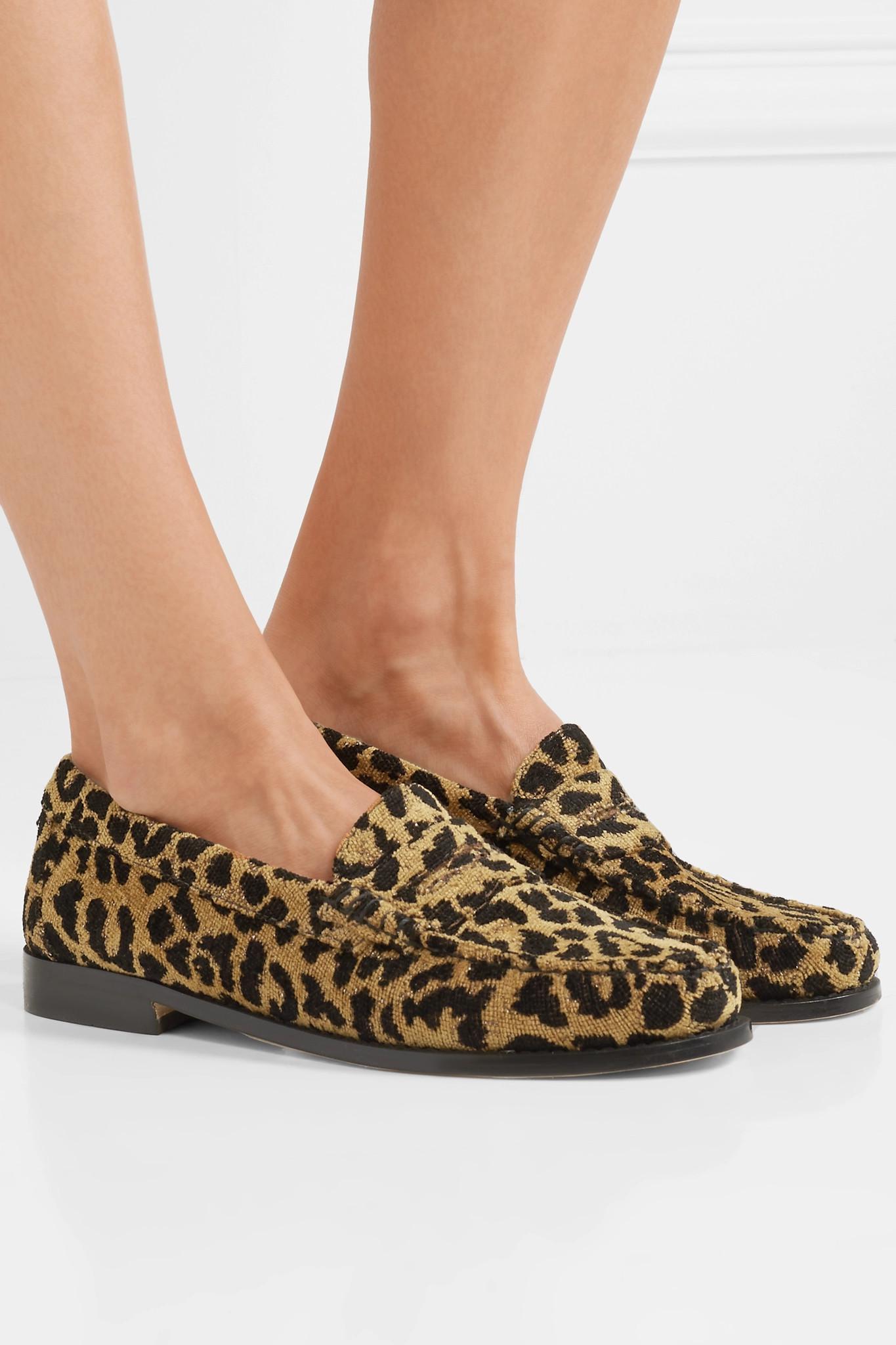 RE/DONE + Weejuns The Whitney Leopard-print Terry Loafers in Brown | Lyst