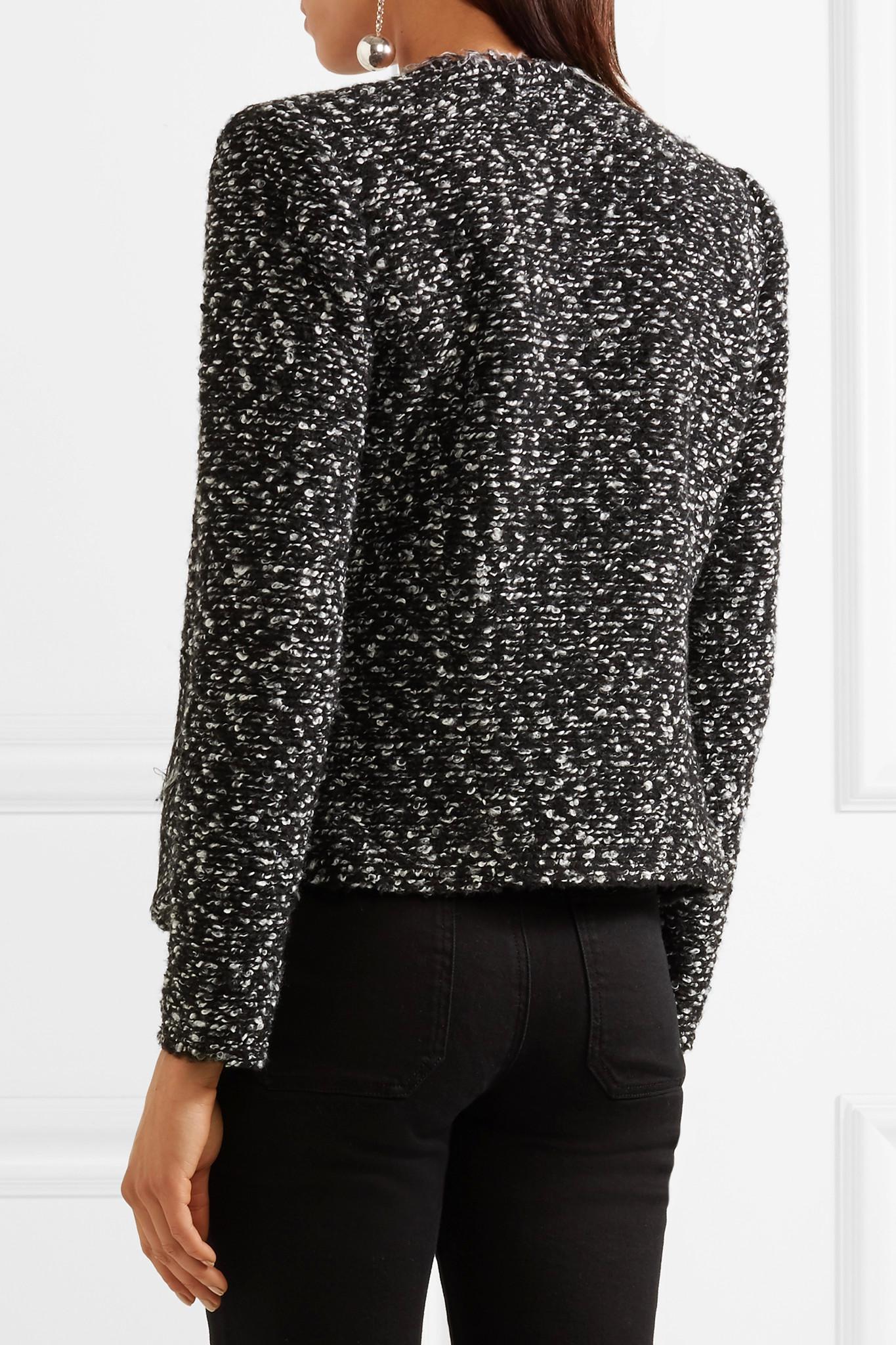 IRO Denim Frayed Bouclé Jacket in Black Lyst