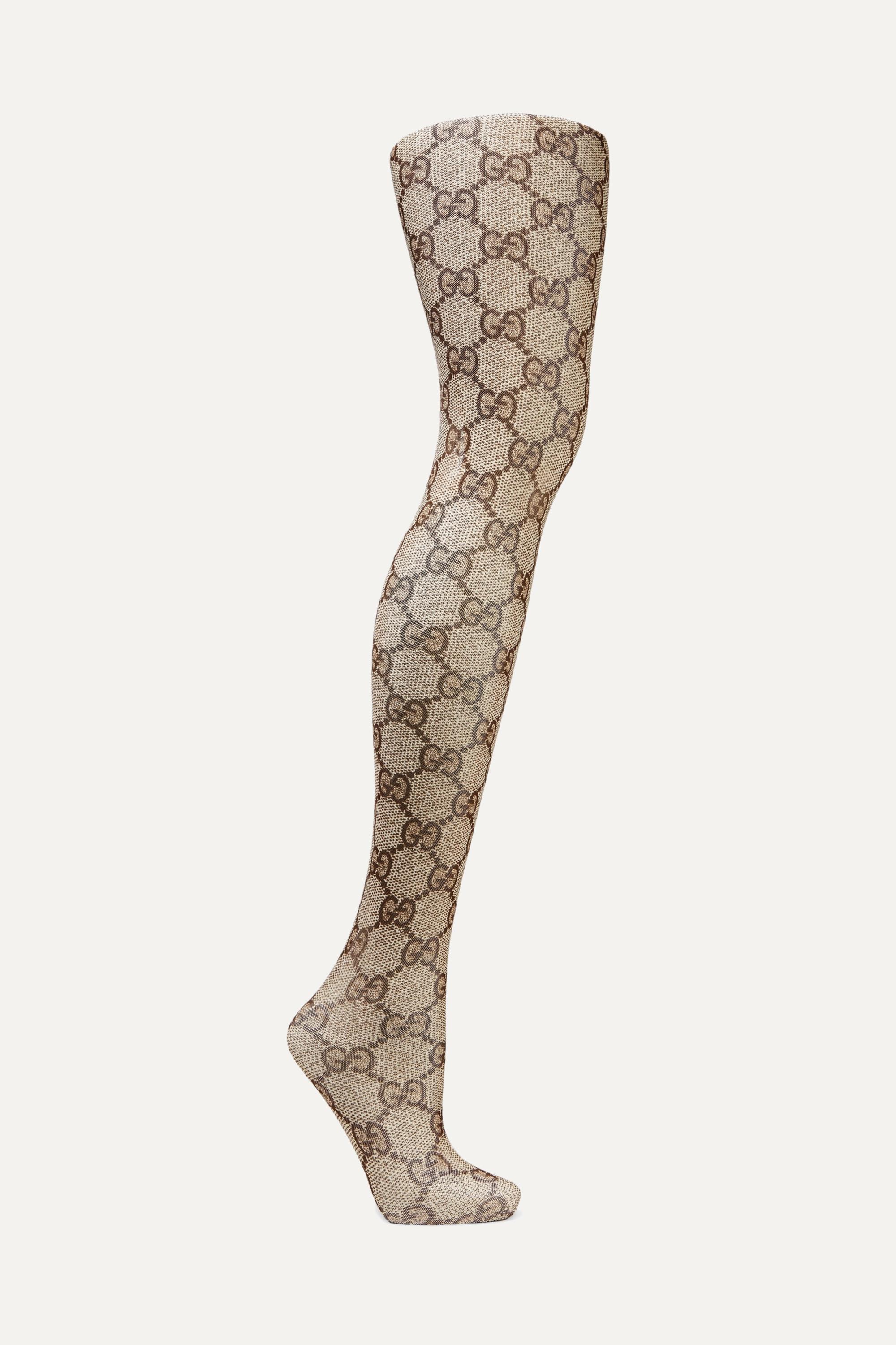 Gucci Intarsia Tights in Brown Lyst