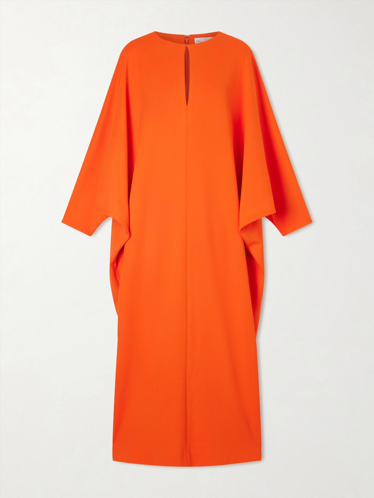 oscar midi dress orange Oscar de la Renta Short-Sleeve Draped Midi Dress