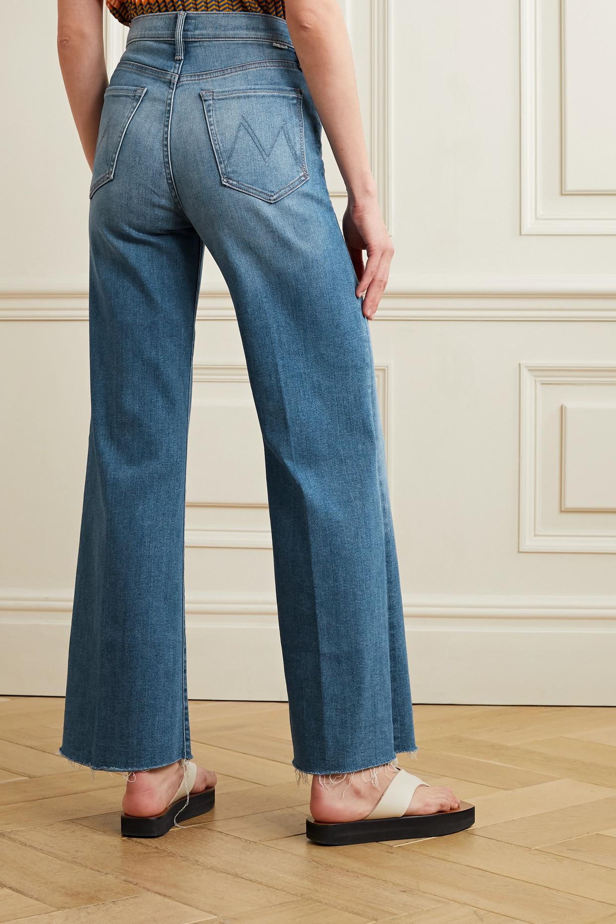 Mother The Tomcat Roller Frayed High-rise Wide-leg Jeans in Blue | Lyst