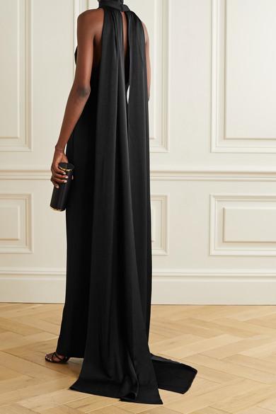 Alex Perry Synthetic Langley Draped Crepe Gown In Black Lyst