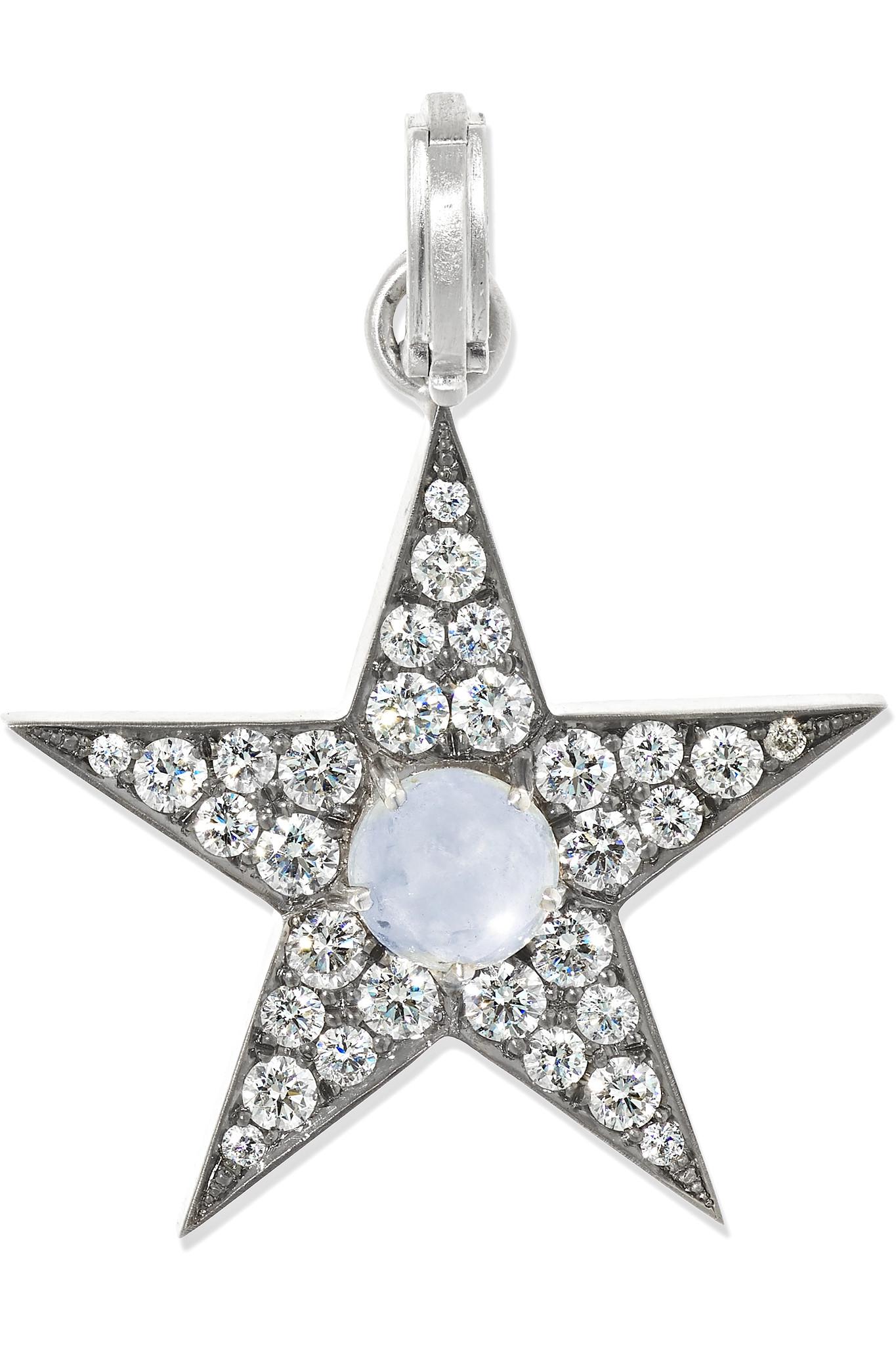 Lyst - Sylva & Cie 18-karat White Gold, Sapphire And Diamond Pendant in ...
