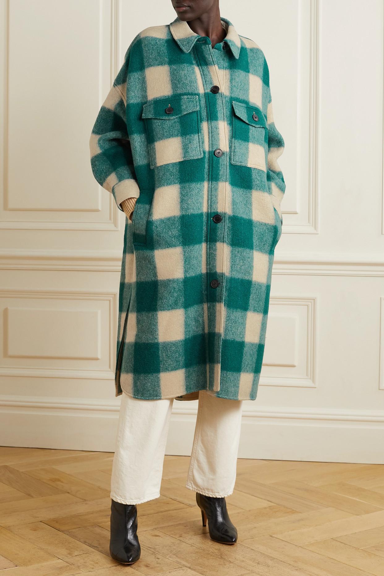 Étoile Isabel Marant Fontizi Oversized Checked Flannel Coat in Green | Lyst