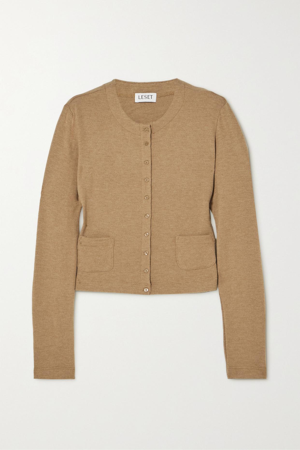 Leset Lauren Brushed Jersey Cardigan in Natural Lyst