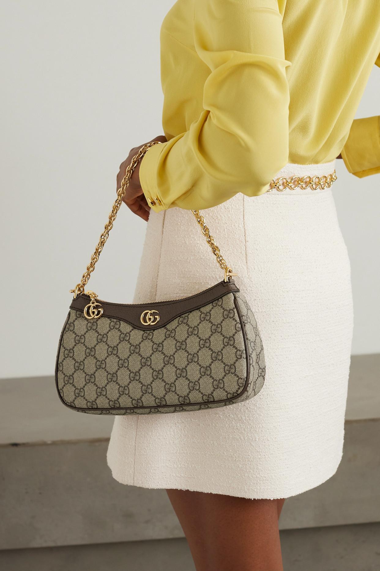 Gucci Ophidia Embellished Textured Leather-trimmed Printed Coated-canvas  Shoulder Bag in Natural