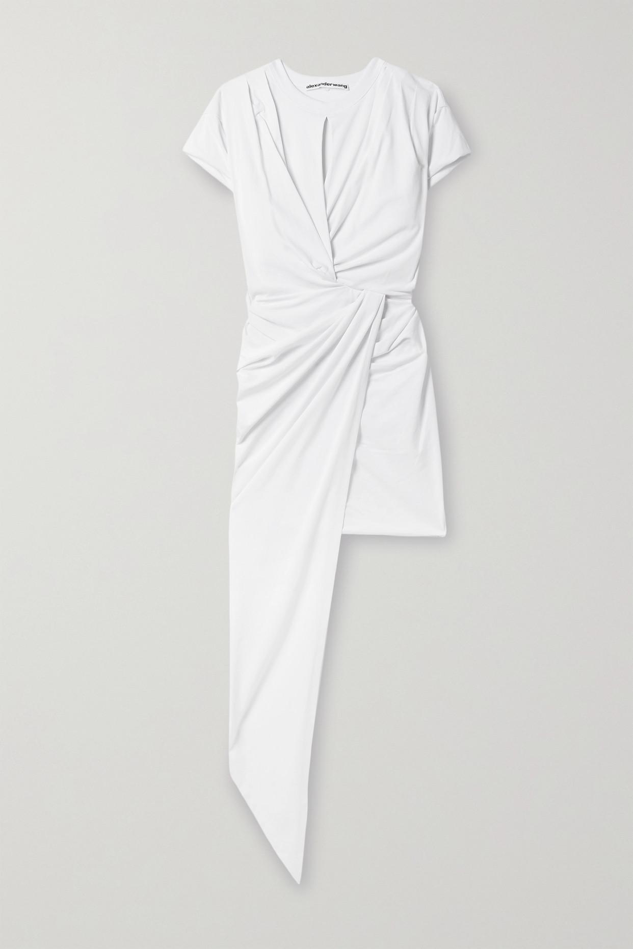 Alexander Wang Asymmetric Draped Cotton-jersey Dress in White | Lyst