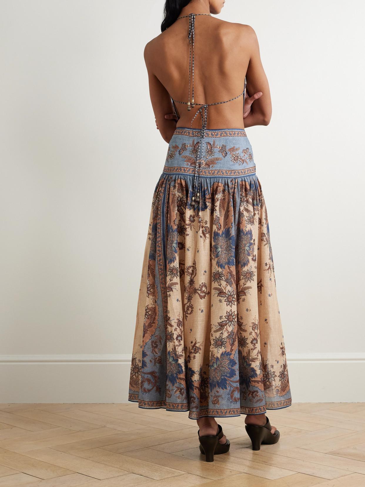 Zimmermann Ascension Open-Back Printed Cotton-Voile