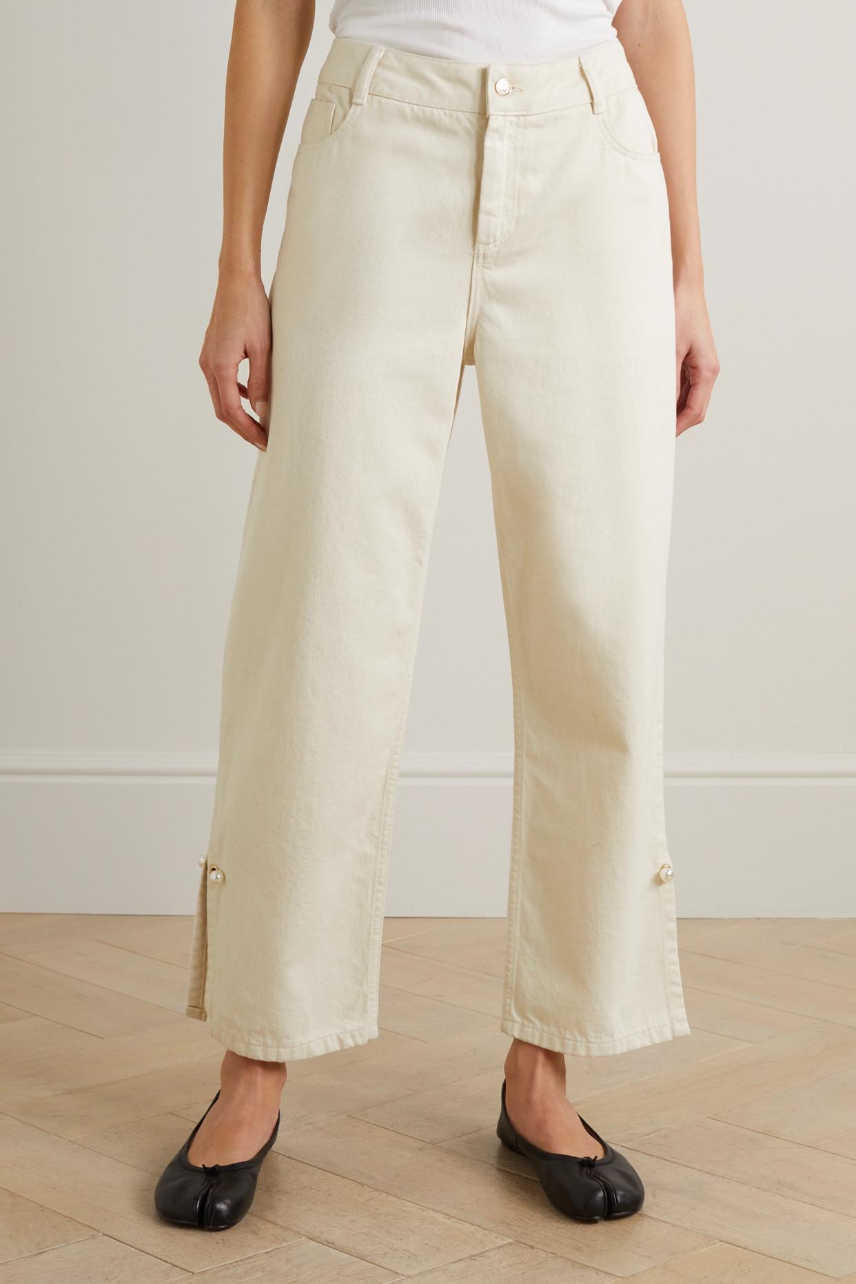 Mother Of Pearl + Net Sustain Rita Faux Pearl-embellished Organic Jeans in  White | Lyst