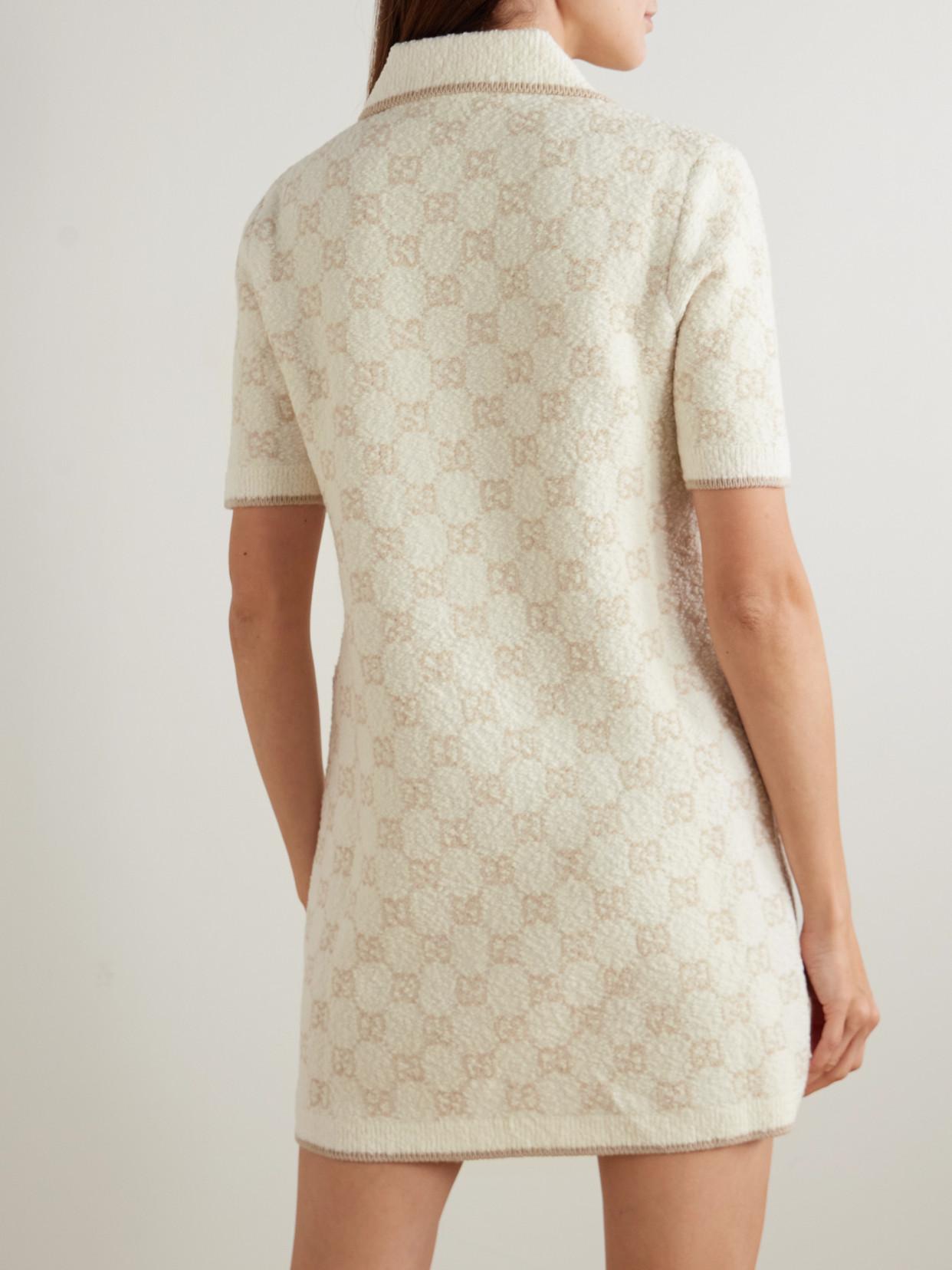 Gucci Instaria-Knit Wool-Blend Boucl Mini Dress in Natural | Lyst