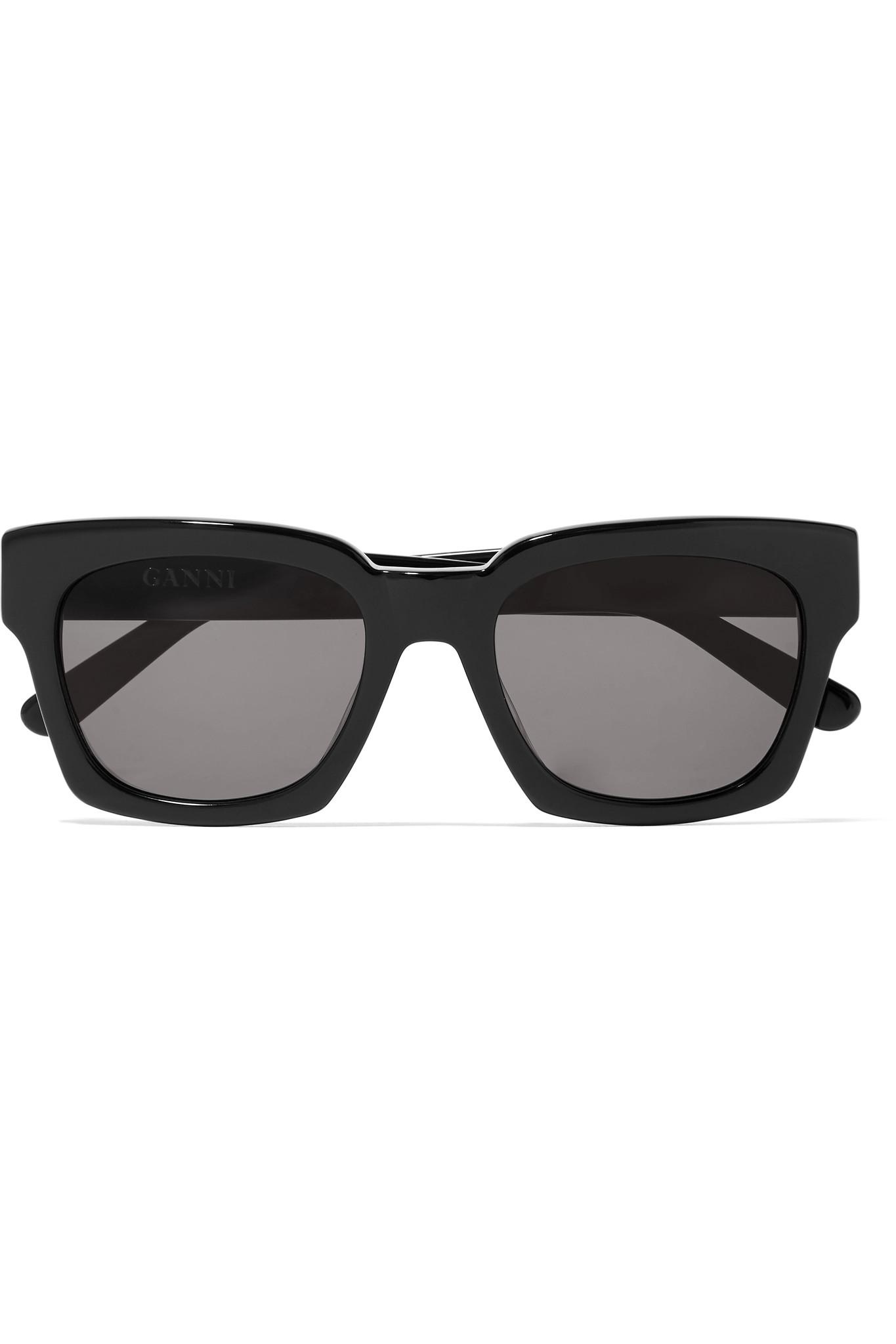 Ganni Alice Square-frame Acetate Sunglasses in Black - Lyst
