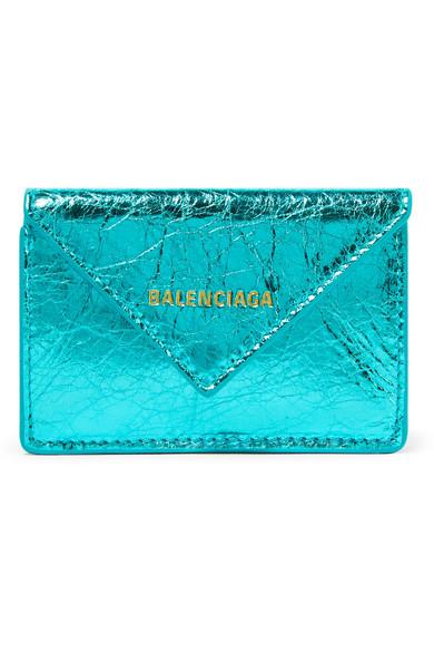 Balenciaga Papier Mini Wallet Metallic in Blue | Lyst