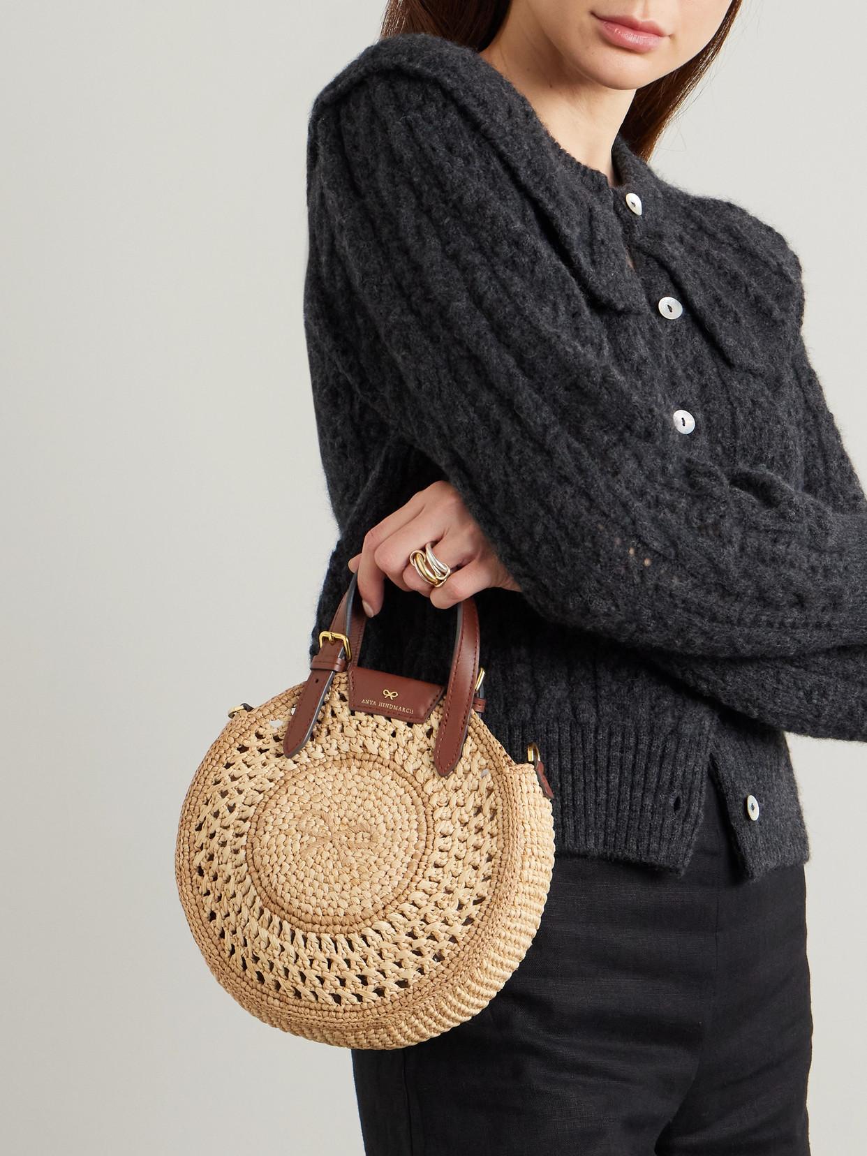 【ANYA HINDMARCH】レザートリミング crocheted raffia トート Small Raffia Tote Bag with Eyes | Anya Hindmarch US