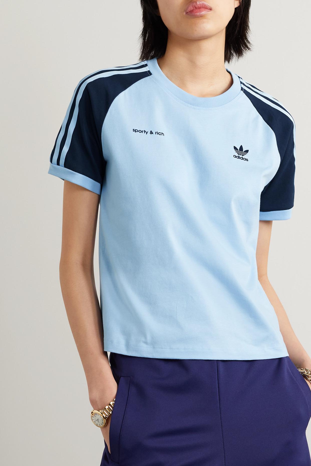 adidas Originals + Sporty & Rich Two-tone Cotton-jersey T-shirt in Blue |  Lyst