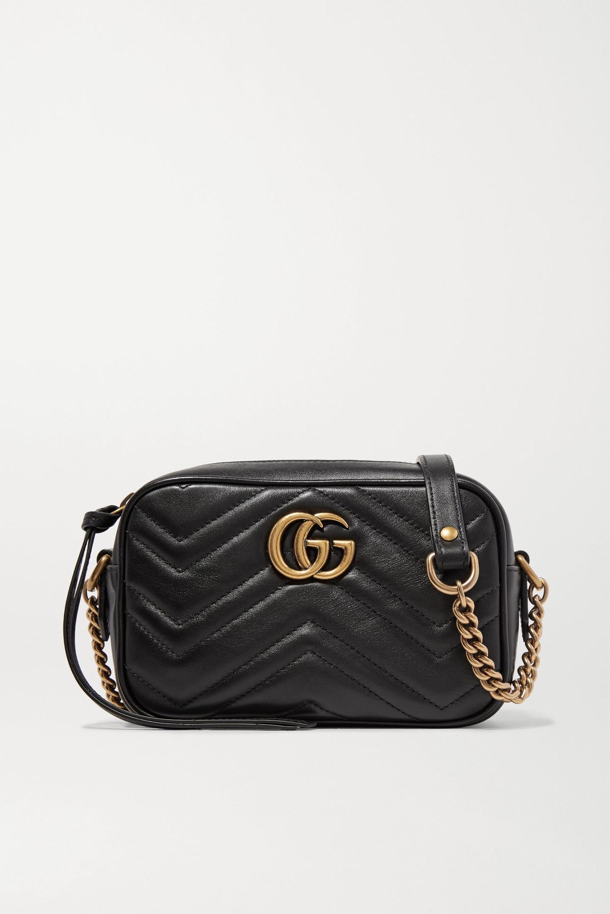 Gucci Gg Marmont Camera Mini Quilted Leather Shoulder Bag in Black | Lyst