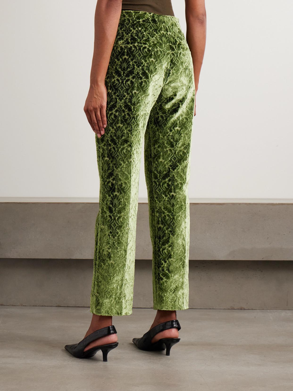 Burberry Velvet-Jacquard Straight-Leg Pants in Green Lyst UK