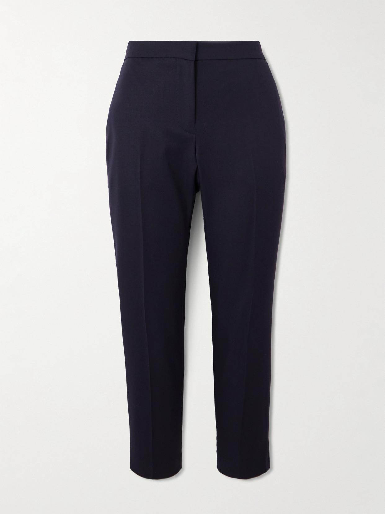 McQueen Cropped Grain De Poudre Wool Tapered Pants in Blue Lyst UK