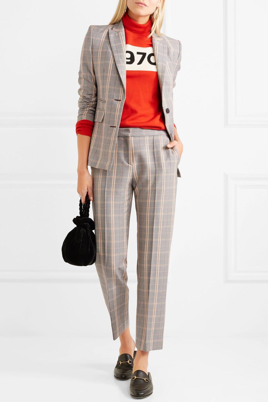maje checked woven blazer
