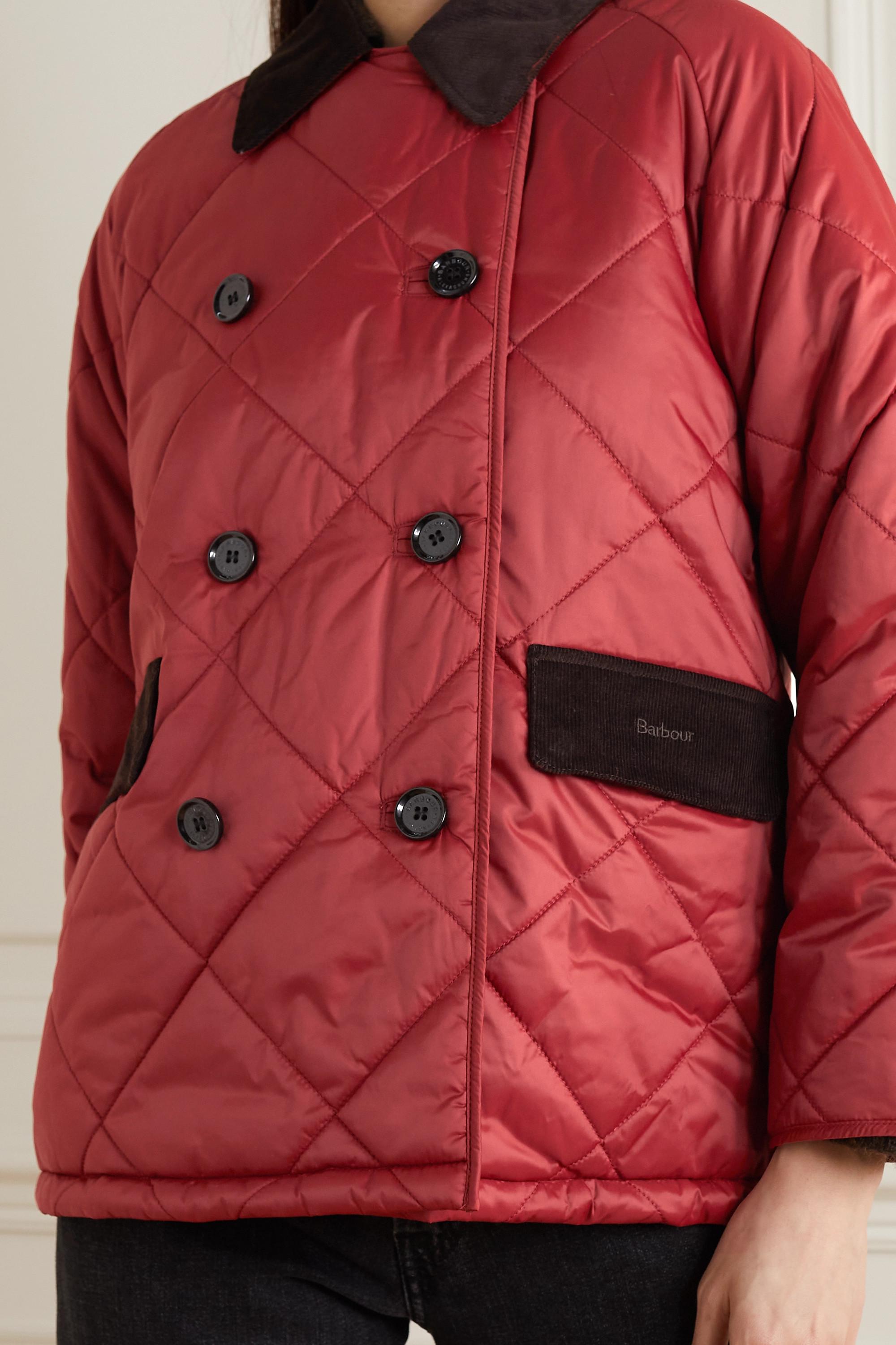 Barbour + Alexachung Delia Corduroy-trimmed Quilted Cotton-shell Jacket in  Red | Lyst
