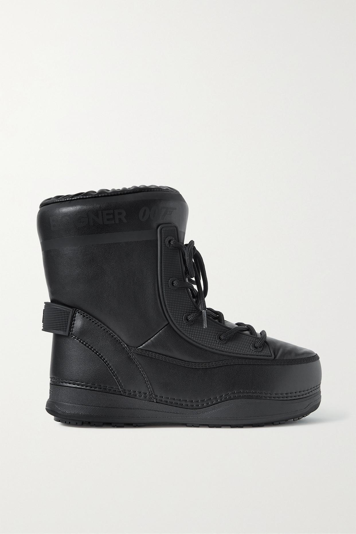 Bogner + 007 La Plagne Rubber-trimmed Faux Leather Snow Boots in Black |  Lyst