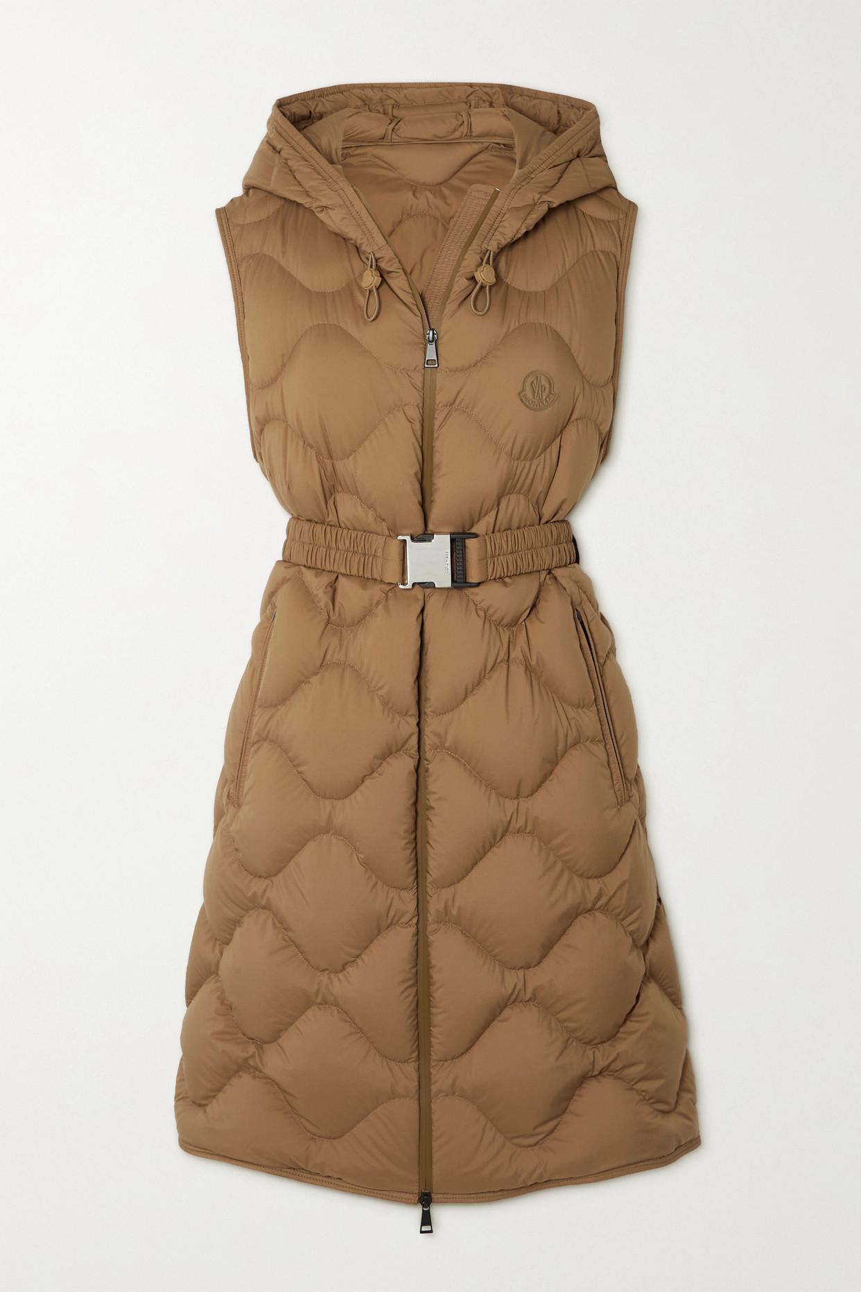 Moncler Liveche Hooded Belted Quilted Shell Down Vest | Lyst