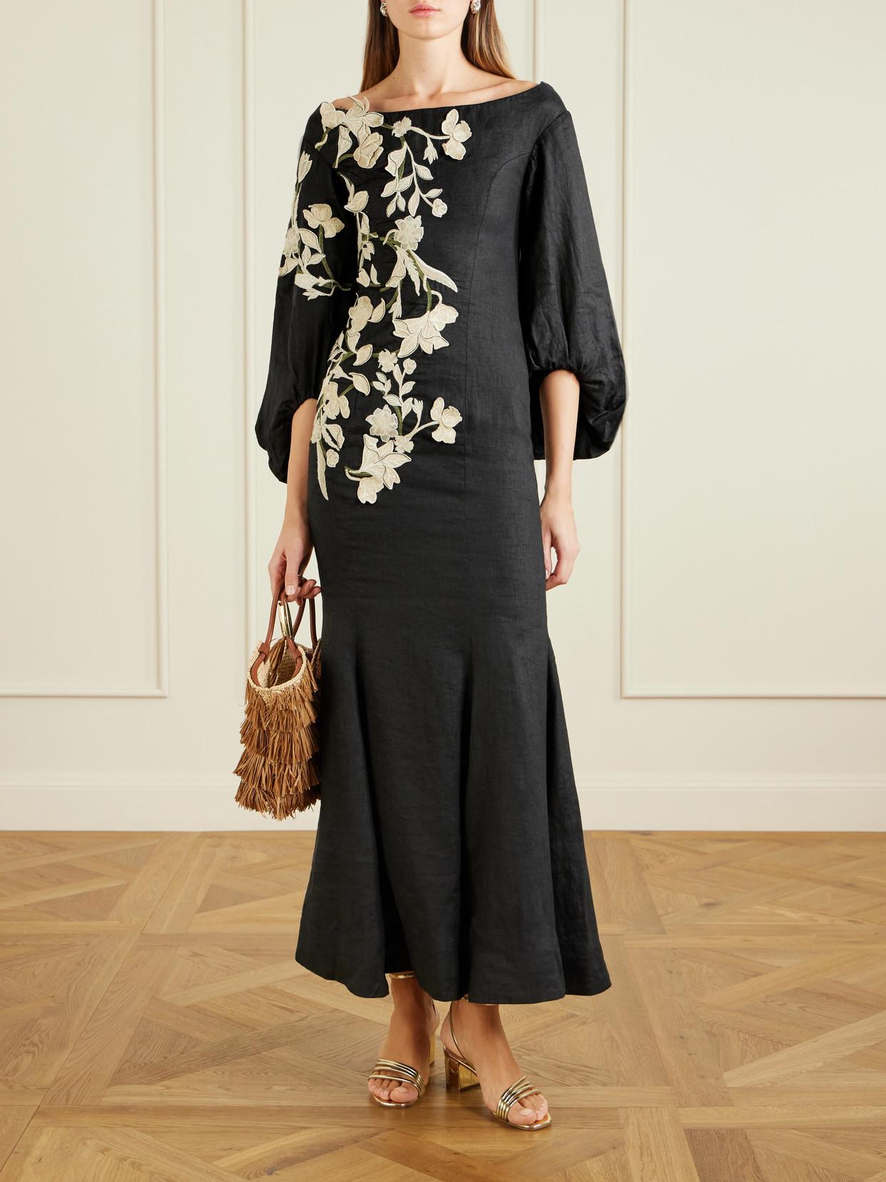 Agua Bendita Embroidered Linen Maxi Dress in Black | Lyst Agua Bendita Embroidered Linen Maxi Dress in Black | Lyst