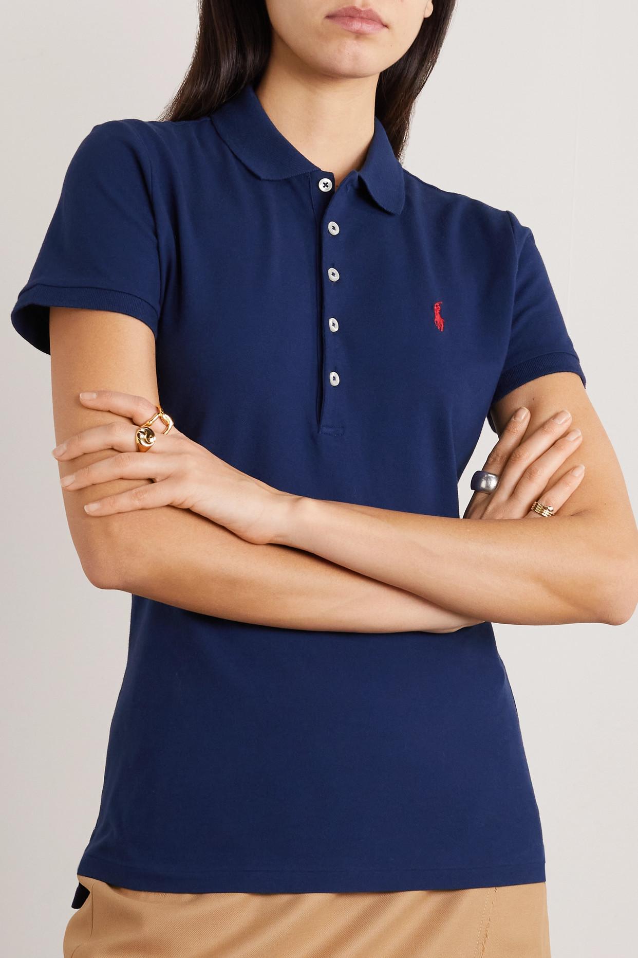 Polo Ralph Lauren Julie Cotton-piqué Polo Shirt in Blue | Lyst UK