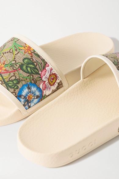 gucci slides white floral