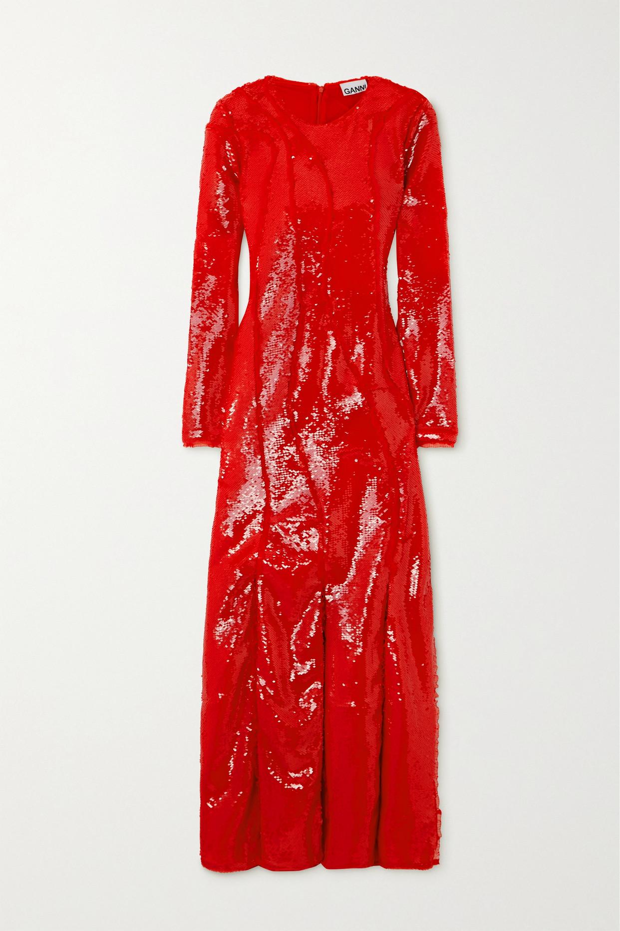 ganni red lace dress GANNI Dress In Red Fil Coupe | Red