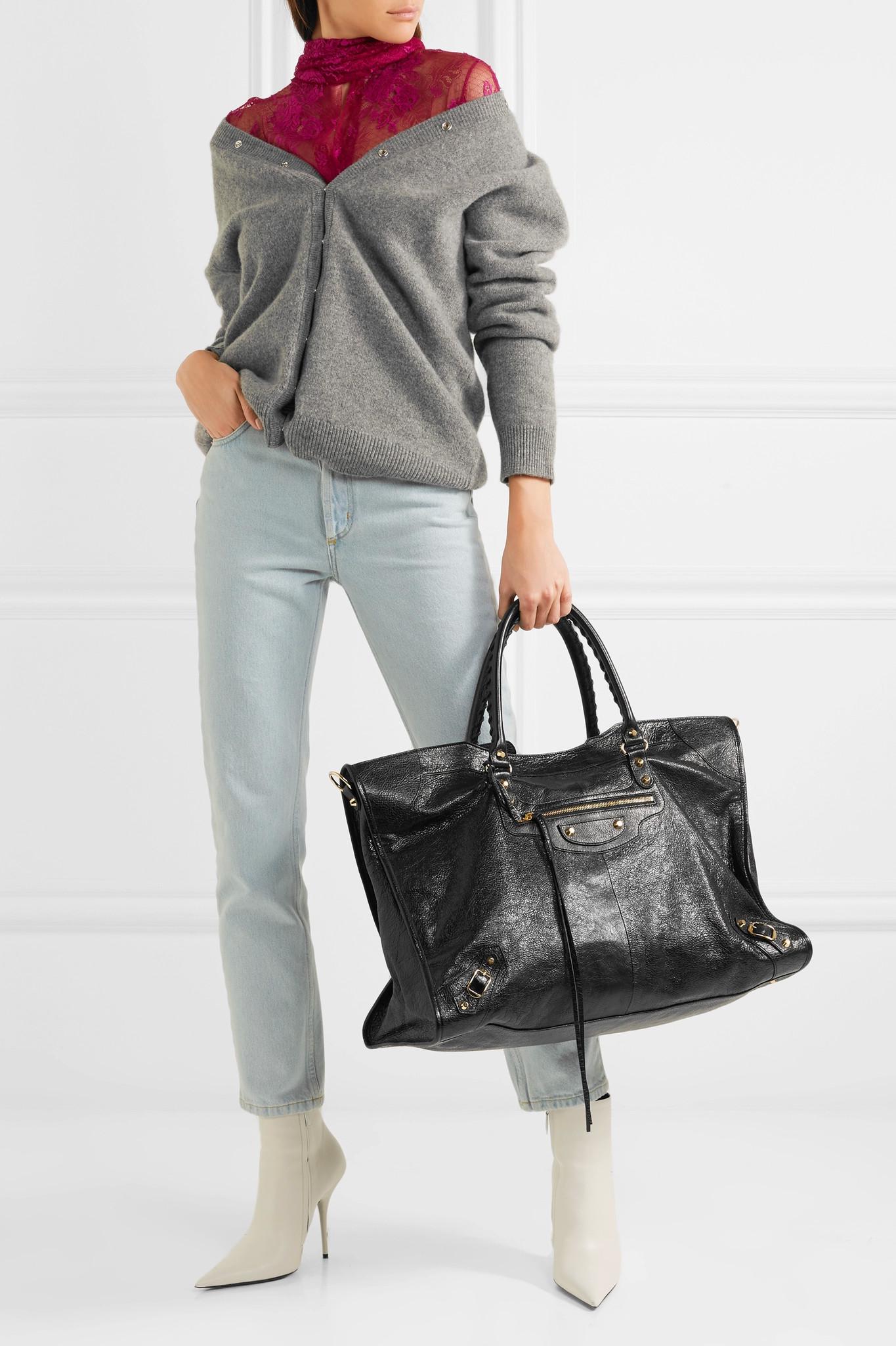 Balenciaga Classic City Large Textured-leather Tote in Black | Lyst