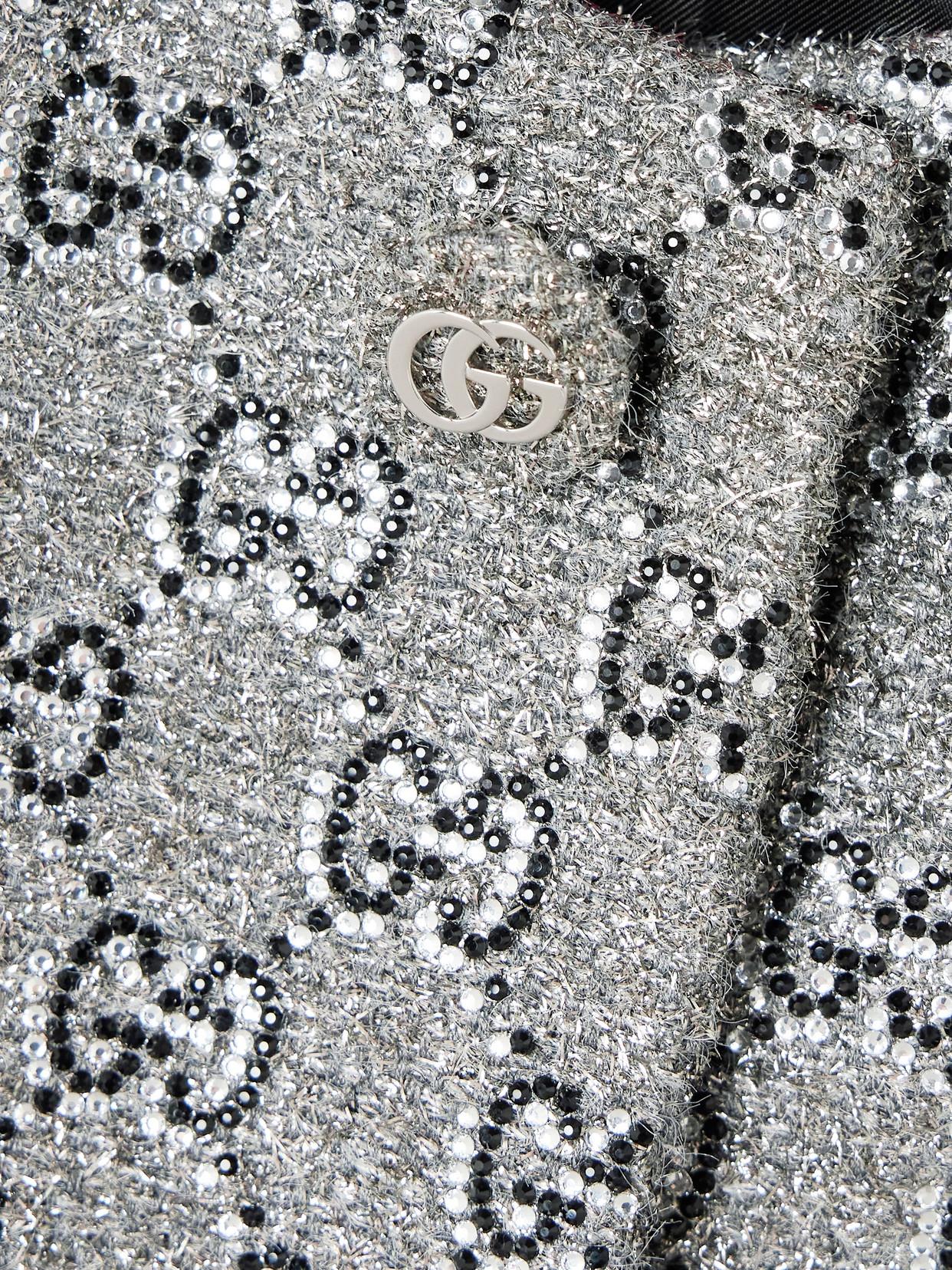 Gucci Crystal-Embellished Metallic Tweed Jacket in Gray | Lyst