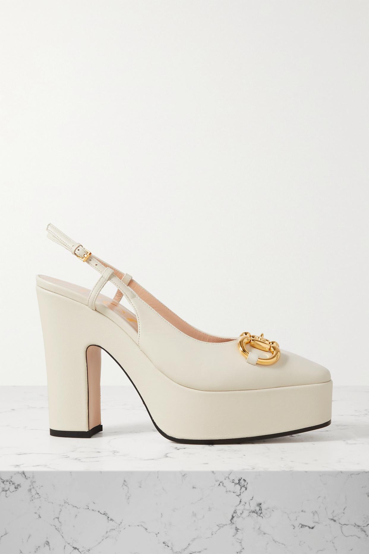 Gucci Baby Horsebitdetailed Leather Slingback Pumps in Natural Lyst