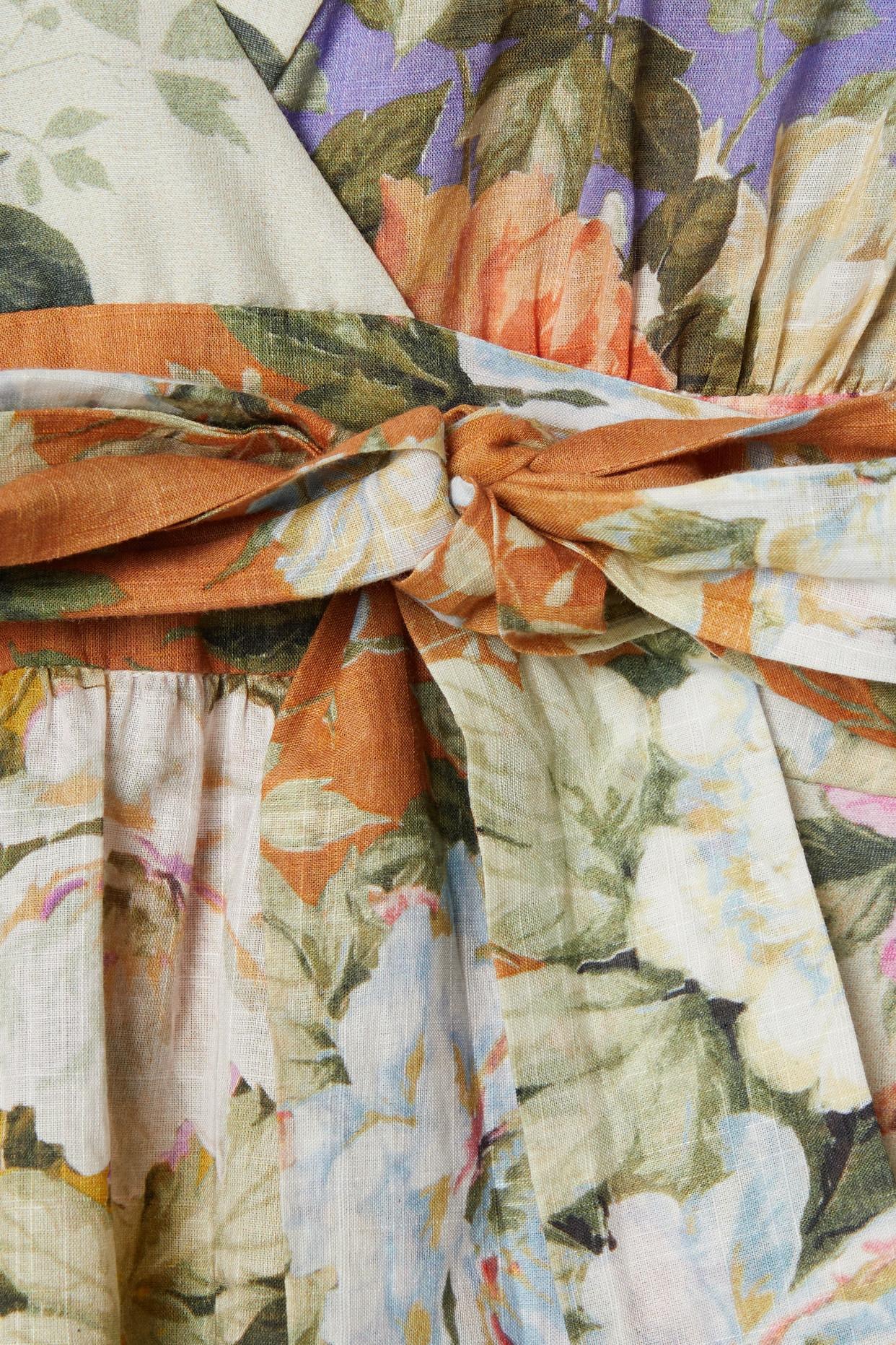 Zimmermann Pattie Belted Floral-print Cotton-voile Wrap Mini Dress in White  | Lyst