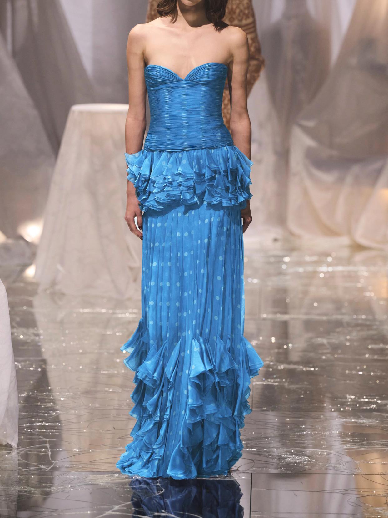 Evening Gowns Valentino Blue Gown Valentino Garavani Strapless