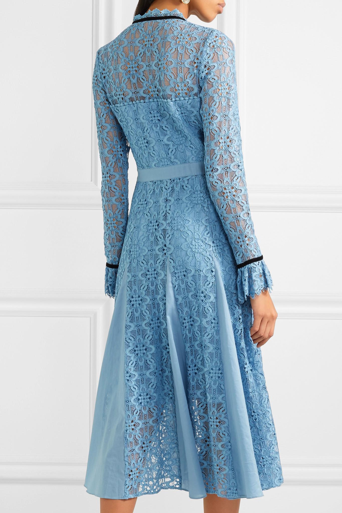Temperley London Eclipse Corded Lace Midi Dress in Blue - Lyst