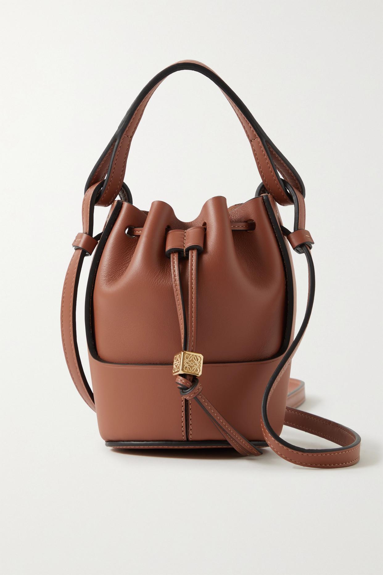 Loewe Balloon Small Smooth And Textured-leather Bucket Bag In Grey