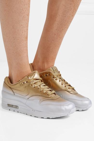 Nike Air Max 1 Lx Leather Sneaker in Gold (Metallic) - Lyst