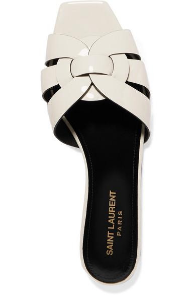 Saint Laurent Off-white Nu Pieds Woven Leather Flat Sandals | Lyst