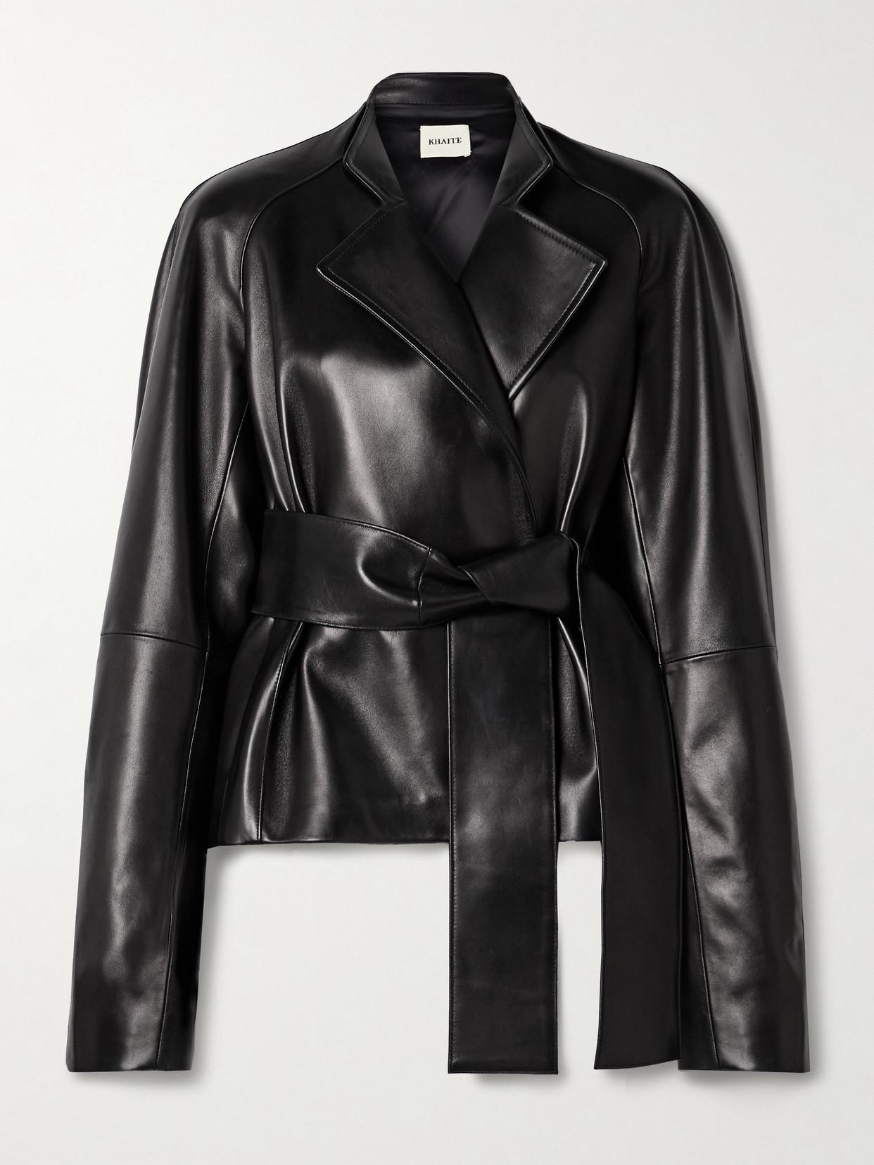 レザージャケット・コート Khaite 'Tanni' Black Leather Jacket Tonni Blazer in Black Leather – KHAITE